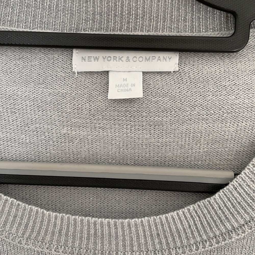 Silver/Grey New York & Company Light Mid Sleeve Sweater - Picture 3 of 6